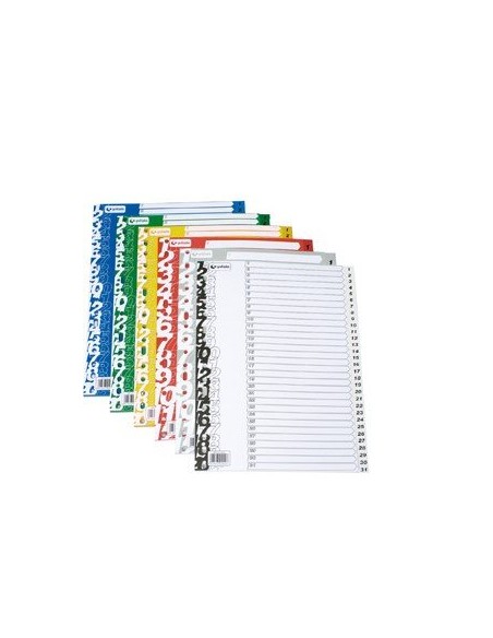 INDICE GRAFOPLAS PP NUM.Fº ps.1-31 GRIS - Pack de 15 unidades